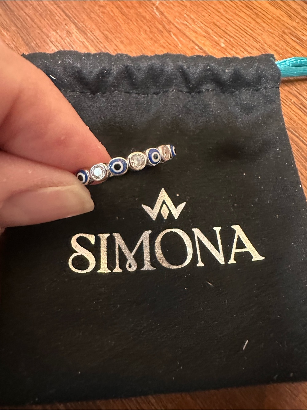Simona Blue and Silver Evil Eye Ring